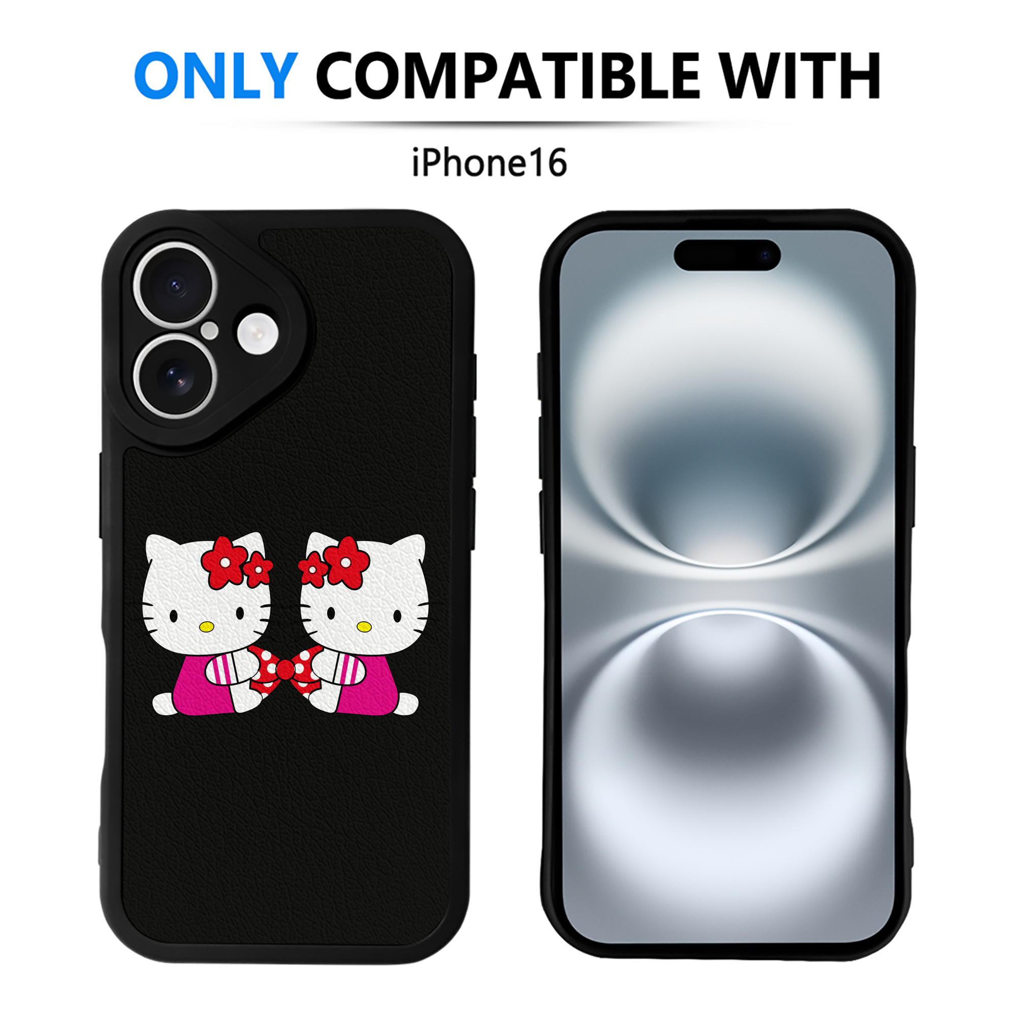 （画像用） Hello Kitty ハローキティ 【iPhone 16シリーズ対応】シリコンスマホケース（レザー調） 材質：シリコン